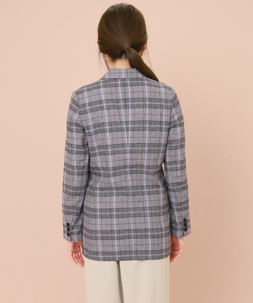 KBF+（ケービーエフプラス）の「KBF+　リネンmixチェックジャケット∴（その他アウター・レディース・グレー系その他/ベージュ系その他・ONE）」の7枚目の写真