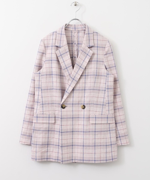 KBF+（ケービーエフプラス）の「KBF+　リネンmixチェックジャケット∴（その他アウター・レディース・グレー系その他/ベージュ系その他・ONE）」の15枚目の写真