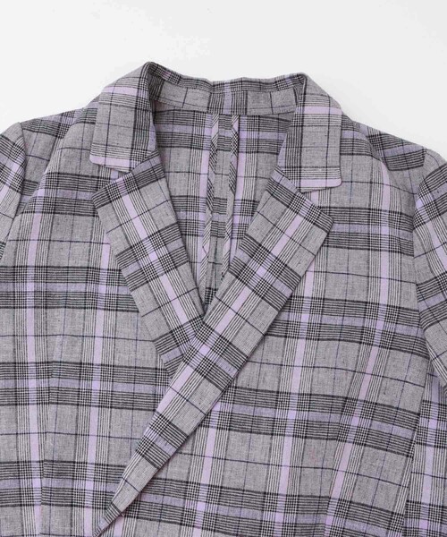 KBF+（ケービーエフプラス）の「KBF+　リネンmixチェックジャケット∴（その他アウター・レディース・グレー系その他/ベージュ系その他・ONE）」の10枚目の写真