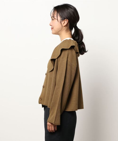 ehka sopo（エヘカソポ）の「ラッフルカーディガン（カーディガン/ボレロ・レディース・ブラック/パープル/カーキ/キナリ・ﾌﾘ-）」の6枚目の写真