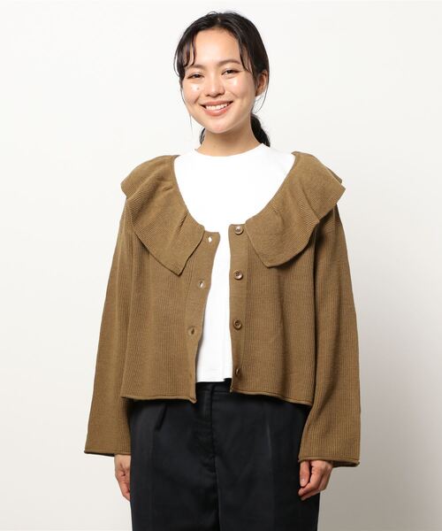 ehka sopo（エヘカソポ）の「ラッフルカーディガン（カーディガン/ボレロ・レディース・ブラック/パープル/カーキ/キナリ・ﾌﾘ-）」の8枚目の写真