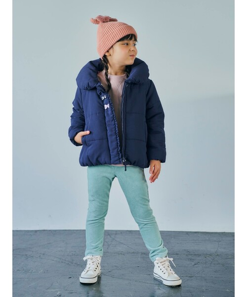 SHOO・LA・RUE（シューラルー）の「◆【90-150cm】撥水中綿リボン使いブルゾン（ダウンジャケット/コート・キッズ・ネイビー/ピンク系・11/10/12/15 /13/14/09）」の15枚目の写真
