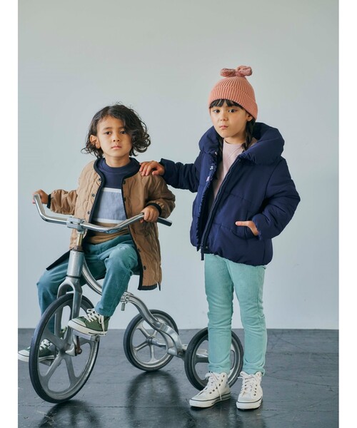 SHOO・LA・RUE（シューラルー）の「◆【90-150cm】撥水中綿リボン使いブルゾン（ダウンジャケット/コート・キッズ・ネイビー/ピンク系・11/10/12/15 /13/14/09）」の16枚目の写真