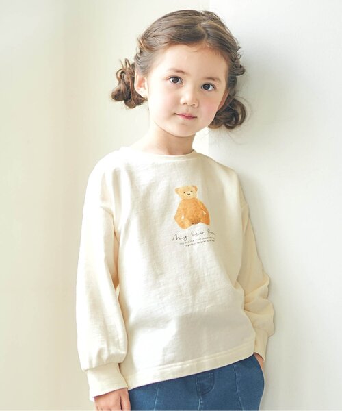 apres les cours(アプレレクール)の「アソートギャザースリーブTシャツ(Tシャツ/カットソー・キッズ・アイボリー/ベージュ・80/120/110/100/130/90/140)」の2枚目の写真