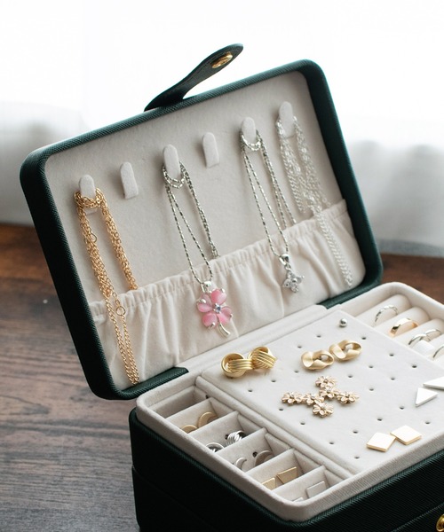 VitaFelice（ヴィータフェリーチェ）の「2段ジュエリーボックス（収納グッズ・レディース・ホワイト/ピンク/グリーン/ネイビー・FREE）」の10枚目の写真