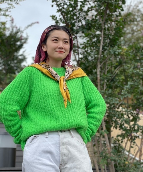 MANASTASH(マナスタッシュ)の「MANASTASH/マナスタッシュ アルパカミックスプルオーバー(ニット/セーター・レディース・ライム/オレンジ・FREE)」の5枚目の写真