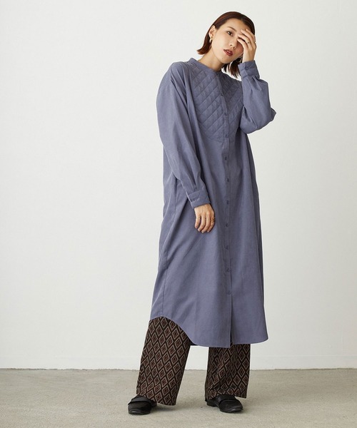 NICOLE white（ニコルホワイト）の「キルティング使いブザムワンピース（ワンピース・レディース・ブラック/ブルー/ライトグレー・FREE）」の9枚目の写真