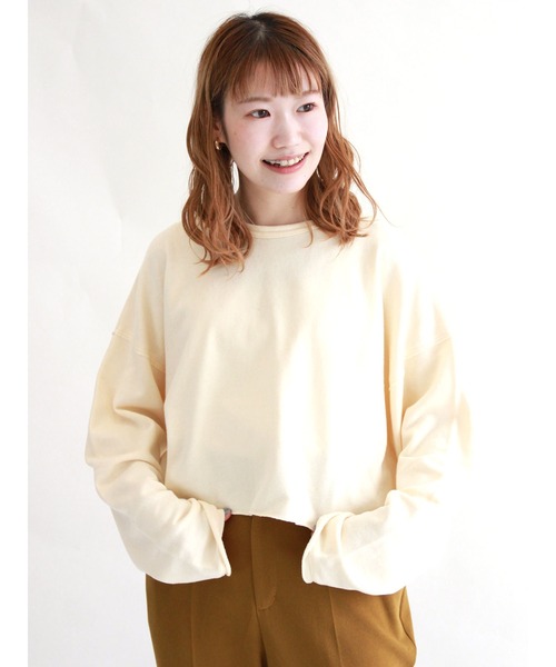 ehka sopo（エヘカソポ）の「ショート丈スウェット（スウェット・レディース・グレー/キナリ/チャコール・ﾌﾘ-）」の2枚目の写真