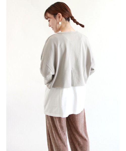 ehka sopo（エヘカソポ）の「ショート丈スウェット（スウェット・レディース・グレー/キナリ/チャコール・ﾌﾘ-）」の10枚目の写真