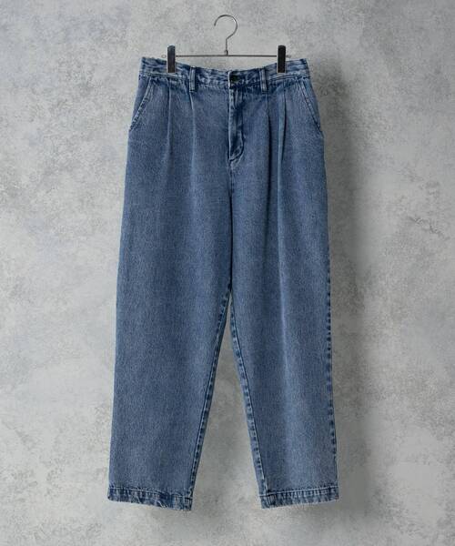 TIMELY WARNING(タイムリーワーニング)の「Timely Warning / ケミカルウォッシュ 2タックデニムパンツ(その他パンツ・メンズ・ブラック/ブルー・MEDIUM/LARGE)」の1枚目の写真