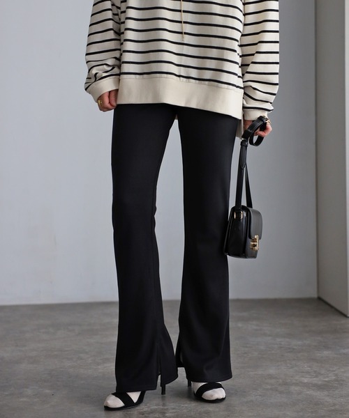 Bonjour Sagan（ボンジュールサガン）の「サイドスリット裏起毛レギンスパンツ（その他パンツ・レディース・ブラック/ベージュ・FREE）」の14枚目の写真