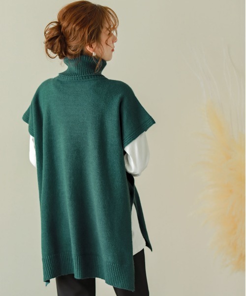 SUGAR BISKET（シュガービスケット）の「サイドボタンタートルネックベスト（ベスト・レディース・ホワイト/ブラック/ブラウン/グレー/ブルーグリーン・フリー）」の12枚目の写真