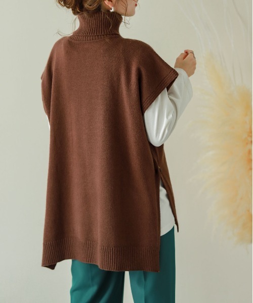 SUGAR BISKET（シュガービスケット）の「サイドボタンタートルネックベスト（ベスト・レディース・ホワイト/ブラック/ブラウン/グレー/ブルーグリーン・フリー）」の21枚目の写真