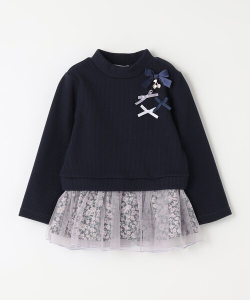 ANY（エニィ）の「花柄ペプラムプルオーバー（スウェット・キッズ・アイボリー系/ネイビー系/ライラック系・100/110/120/130）」の9枚目の写真
