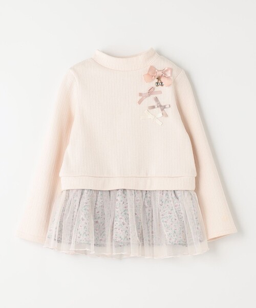 ANY（エニィ）の「花柄ペプラムプルオーバー（スウェット・キッズ・アイボリー系/ネイビー系/ライラック系・100/110/120/130）」の6枚目の写真