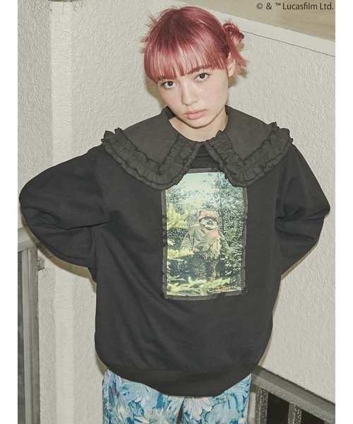 merry jenny（メリージェニー）の「【STAR WARS】Ewok / スウェットプルオーバー（Tシャツ/カットソー・レディース・ブラック/オフホワイト・FREE）」の2枚目の写真