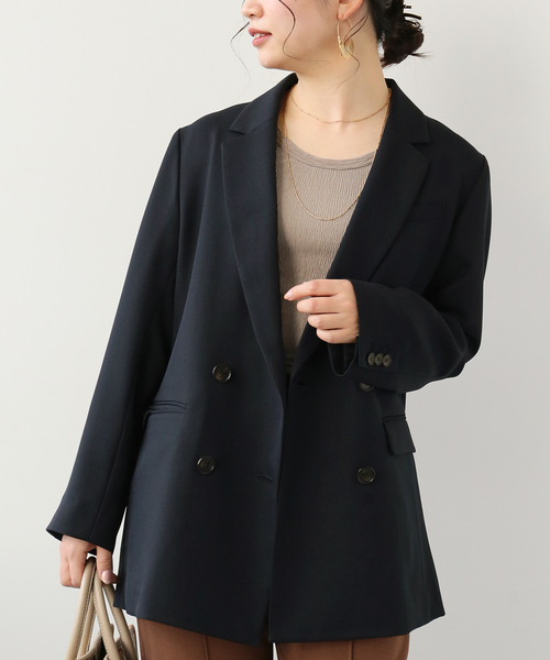 Simplicite（サンプリシテ）の「ダブルテーラードジャケット◆（テーラードジャケット・レディース・ブラック/ベージュ/ネイビー・FREE）」の3枚目の写真