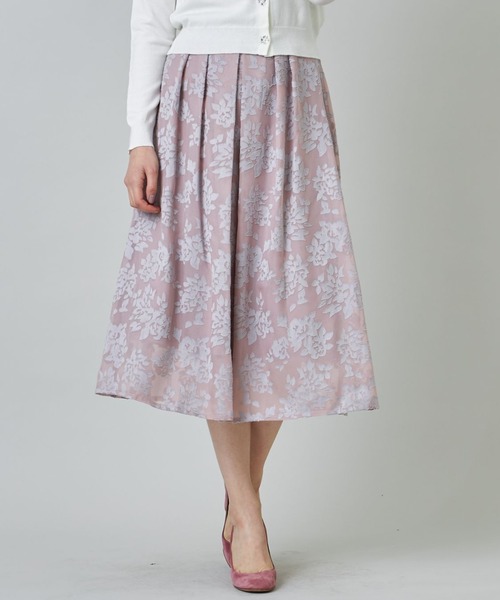 ジョーゼットオパールフラワーフレアスカート