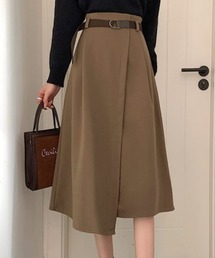 ベルト付きAラインフレアスカート◇