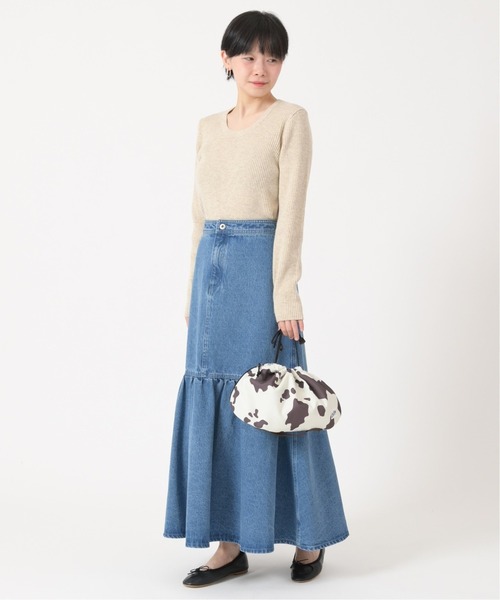 U by SPICK&SPAN（ユーバイスピックアンドスパン）の「ギャザー切り替えデニムロングスカート◆（デニムスカート・レディース・サックスブルー・38/36/34）」の2枚目の写真