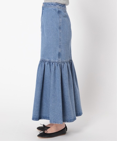 U by SPICK&SPAN（ユーバイスピックアンドスパン）の「ギャザー切り替えデニムロングスカート◆（デニムスカート・レディース・サックスブルー・38/36/34）」の10枚目の写真