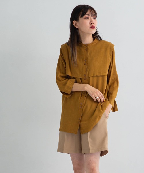 bohmal（ボマール）の「リネンベストレイヤードシャツ（シャツ/ブラウス・レディース・ホワイト/マスタード/テラコッタ・FREE）」の3枚目の写真