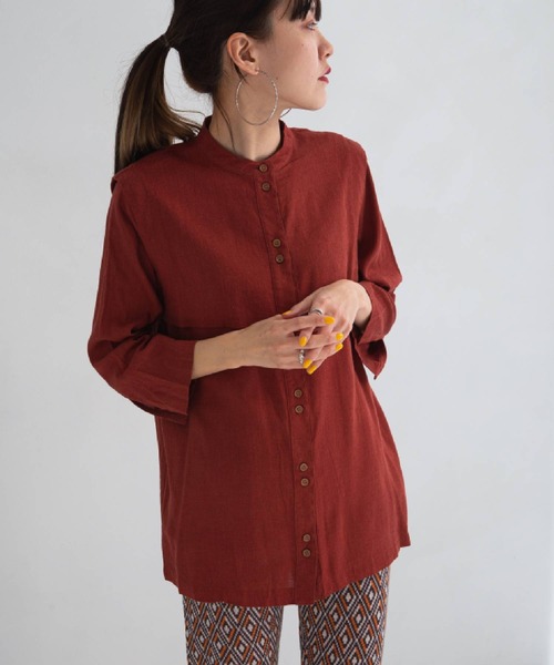 bohmal（ボマール）の「リネンベストレイヤードシャツ（シャツ/ブラウス・レディース・ホワイト/マスタード/テラコッタ・FREE）」の6枚目の写真