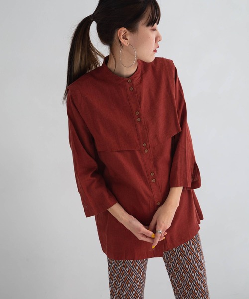 bohmal（ボマール）の「リネンベストレイヤードシャツ（シャツ/ブラウス・レディース・ホワイト/マスタード/テラコッタ・FREE）」の9枚目の写真