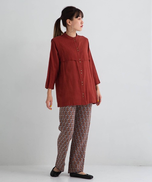 bohmal（ボマール）の「リネンベストレイヤードシャツ（シャツ/ブラウス・レディース・ホワイト/マスタード/テラコッタ・FREE）」の5枚目の写真