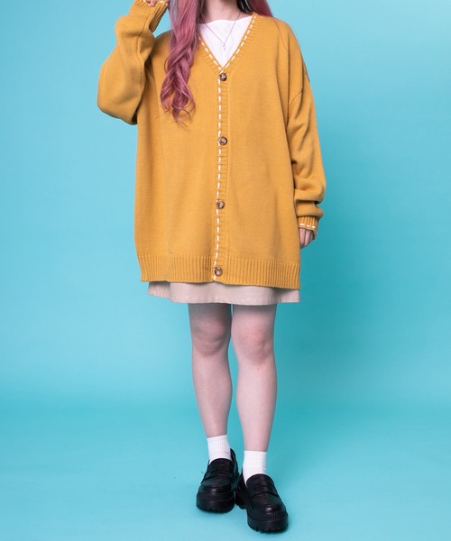 PairPair（ペアペア）の「ハンドステッチ風カーディガン(ユニセックス)（カーディガン/ボレロ・レディース・ブラック/グリーン/マスタード・MEDIUM/LARGE）」の17枚目の写真