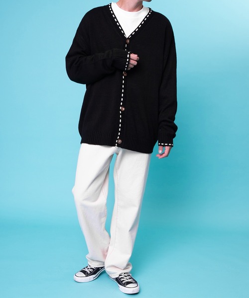 PairPair（ペアペア）の「ハンドステッチ風カーディガン(ユニセックス)（カーディガン/ボレロ・レディース・ブラック/グリーン/マスタード・MEDIUM/LARGE）」の20枚目の写真