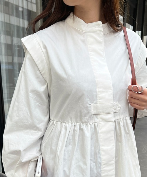 StyleSea（スタイルシー）の「ブロードバンドカラーチュニックシャツ（シャツ/ブラウス・レディース・ホワイト/ライトブルー/ブラック/ネイビー/オレンジ・MEDIUM）」の2枚目の写真