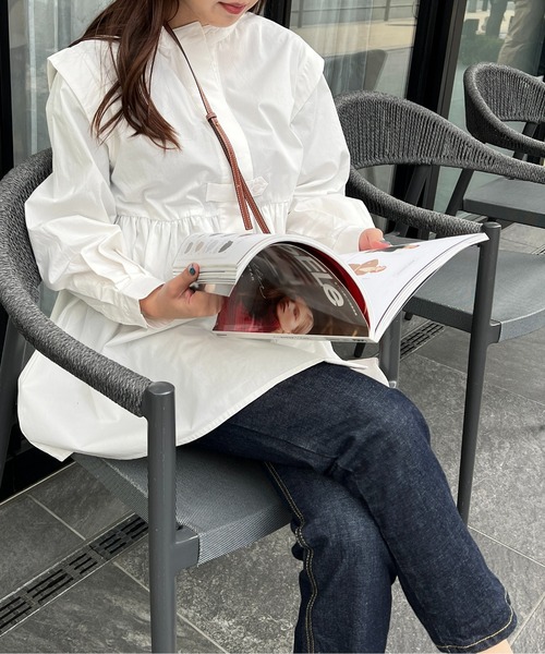 StyleSea（スタイルシー）の「ブロードバンドカラーチュニックシャツ（シャツ/ブラウス・レディース・ホワイト/ライトブルー/ブラック/ネイビー/オレンジ・MEDIUM）」の15枚目の写真