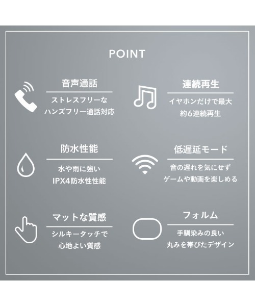 Hamee（ハミィ）の「GLIDiC Bluetooth5.1 低遅延モード搭載 完全独立型 ワイヤレスイヤホン Sound Air TW-3000 ワイヤレスイヤフォン（ヘッドフォン/イヤホン・レディース・ブラック/ホワイト・FREE）」の4枚目の写真