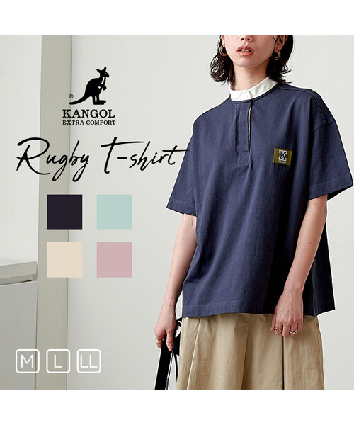 KANGOL EXTRA COMFORT(カンゴールエクストラコンフォート)の「【KANGOL EXTRA COMFORT(カンゴール エクストラコンフォート)】Kロゴワッペン付き ビッグシルエット ラガーTシャツ(Tシャツ/カットソー・レディース・ネイビー/ピンク/エメラルド/ライトベージュ・LL/M/L)」の19枚目の写真