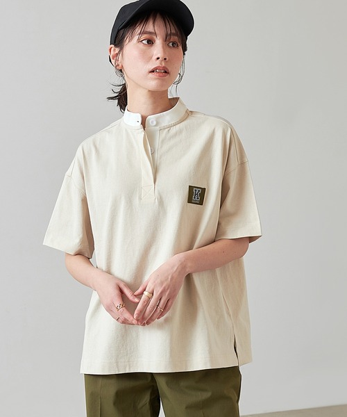 KANGOL EXTRA COMFORT(カンゴールエクストラコンフォート)の「【KANGOL EXTRA COMFORT(カンゴール エクストラコンフォート)】Kロゴワッペン付き ビッグシルエット ラガーTシャツ(Tシャツ/カットソー・レディース・ネイビー/ピンク/エメラルド/ライトベージュ・LL/M/L)」の2枚目の写真