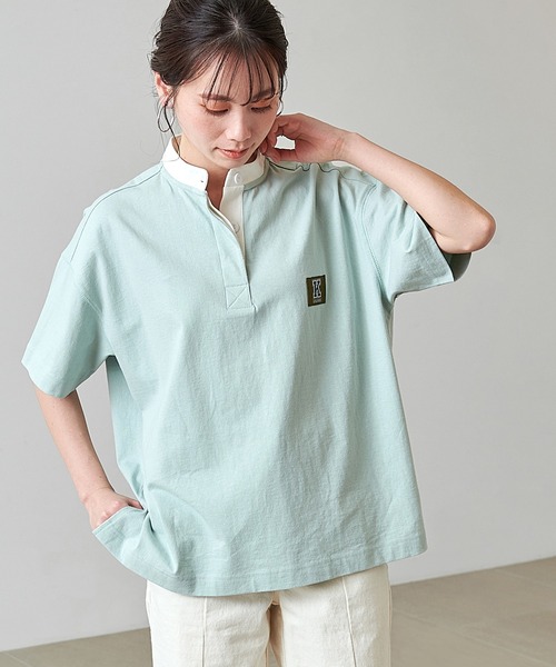 KANGOL EXTRA COMFORT(カンゴールエクストラコンフォート)の「【KANGOL EXTRA COMFORT(カンゴール エクストラコンフォート)】Kロゴワッペン付き ビッグシルエット ラガーTシャツ(Tシャツ/カットソー・レディース・ネイビー/ピンク/エメラルド/ライトベージュ・LL/M/L)」の3枚目の写真