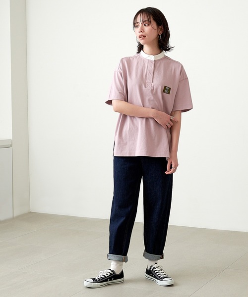 KANGOL EXTRA COMFORT(カンゴールエクストラコンフォート)の「【KANGOL EXTRA COMFORT(カンゴール エクストラコンフォート)】Kロゴワッペン付き ビッグシルエット ラガーTシャツ(Tシャツ/カットソー・レディース・ネイビー/ピンク/エメラルド/ライトベージュ・LL/M/L)」の9枚目の写真