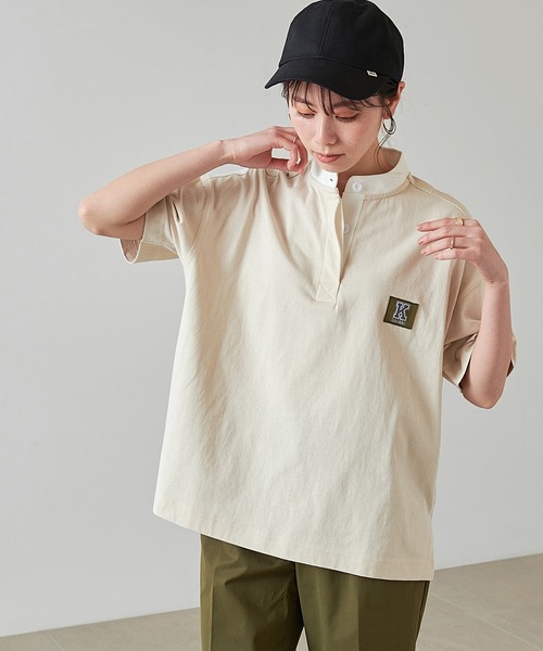KANGOL EXTRA COMFORT(カンゴールエクストラコンフォート)の「【KANGOL EXTRA COMFORT(カンゴール エクストラコンフォート)】Kロゴワッペン付き ビッグシルエット ラガーTシャツ(Tシャツ/カットソー・レディース・ネイビー/ピンク/エメラルド/ライトベージュ・LL/M/L)」の5枚目の写真