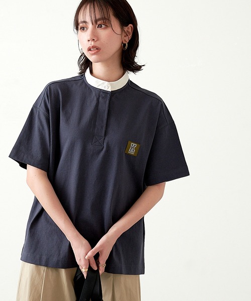 KANGOL EXTRA COMFORT(カンゴールエクストラコンフォート)の「【KANGOL EXTRA COMFORT(カンゴール エクストラコンフォート)】Kロゴワッペン付き ビッグシルエット ラガーTシャツ(Tシャツ/カットソー・レディース・ネイビー/ピンク/エメラルド/ライトベージュ・LL/M/L)」の7枚目の写真