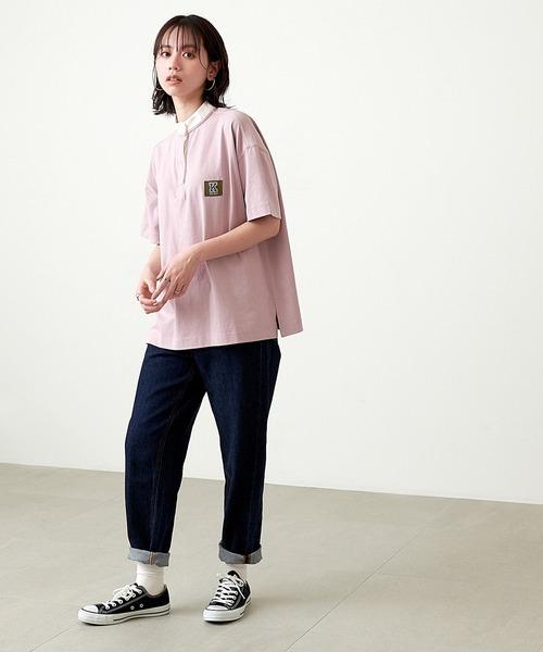 KANGOL EXTRA COMFORT(カンゴールエクストラコンフォート)の「【KANGOL EXTRA COMFORT(カンゴール エクストラコンフォート)】Kロゴワッペン付き ビッグシルエット ラガーTシャツ(Tシャツ/カットソー・レディース・ネイビー/ピンク/エメラルド/ライトベージュ・LL/M/L)」の10枚目の写真
