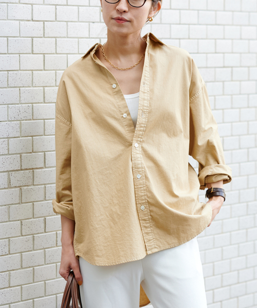 FRAMeWORK（フレームワーク）の「コットンレギュラーカラーシャツ2◆（シャツ/ブラウス・レディース・ホワイト/ベージュ・FREE）」の2枚目の写真