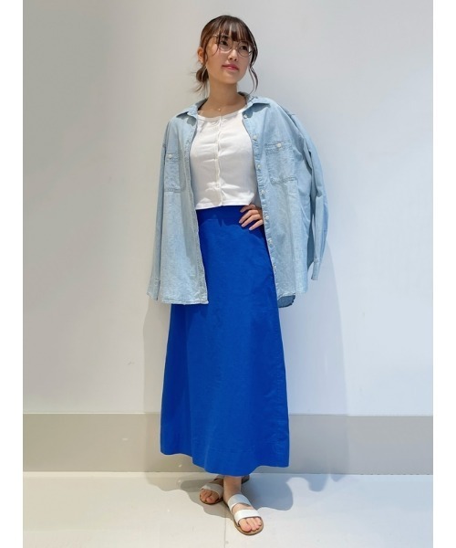 GAP(ギャップ)の「シャンブレー デニム ビッグシャツ(シャツ/ブラウス・レディース・ライトインディゴブルー・XS/S/M/L/XXS)」の17枚目の写真