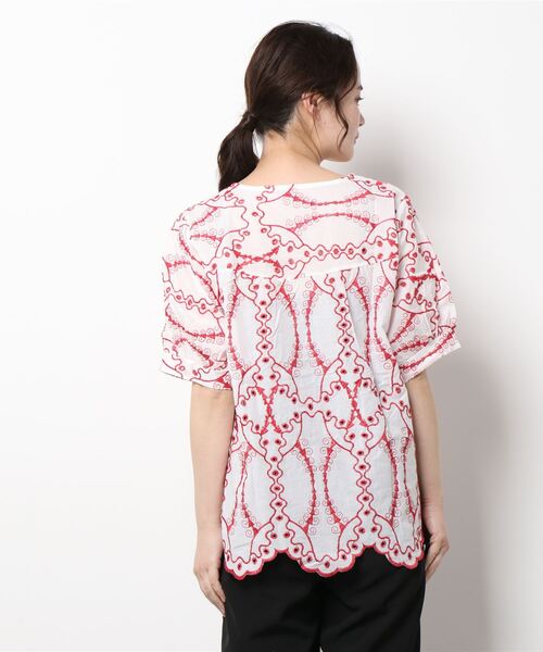 Sawa a la mode(サワアラモード)の「アートな刺繍のコットンブラウスシャツ(シャツ/ブラウス・レディース・ネイビー/レッド・FREE)」の10枚目の写真
