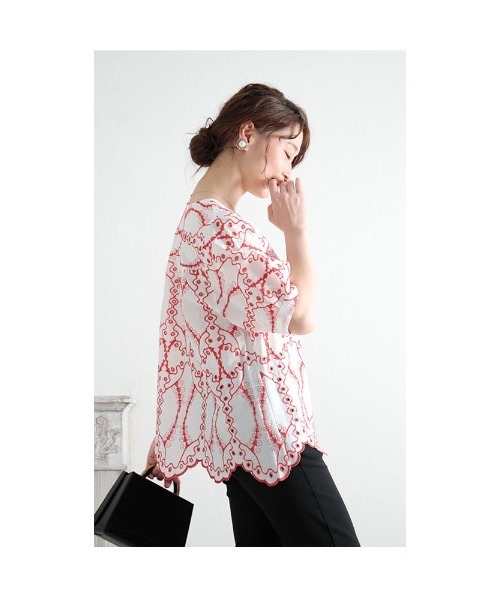 Sawa a la mode(サワアラモード)の「アートな刺繍のコットンブラウスシャツ(シャツ/ブラウス・レディース・ネイビー/レッド・FREE)」の18枚目の写真
