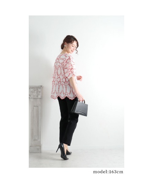 Sawa a la mode(サワアラモード)の「アートな刺繍のコットンブラウスシャツ(シャツ/ブラウス・レディース・ネイビー/レッド・FREE)」の15枚目の写真