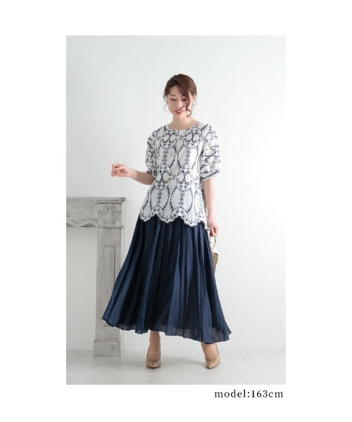 Sawa a la mode(サワアラモード)の「アートな刺繍のコットンブラウスシャツ(シャツ/ブラウス・レディース・ネイビー/レッド・FREE)」の9枚目の写真