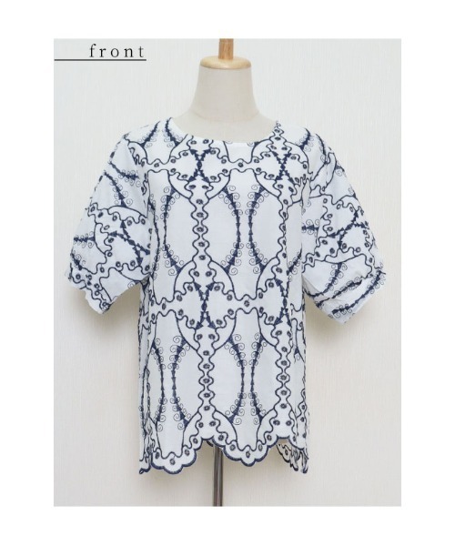 Sawa a la mode(サワアラモード)の「アートな刺繍のコットンブラウスシャツ(シャツ/ブラウス・レディース・ネイビー/レッド・FREE)」の13枚目の写真