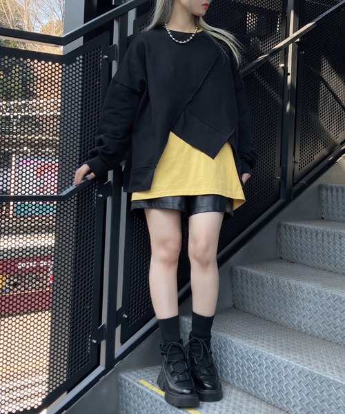 Figments（フィグメンツ）の「再構築アシンメトリースウェット（スウェット・レディース・ブラック/サックスブルー・FREE）」の6枚目の写真