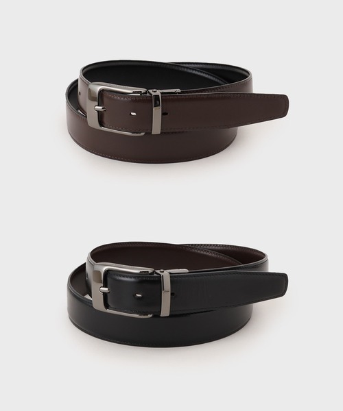 TAKEO KIKUCHI(タケオキクチ)の「【リバーシブル/Made in JAPAN】レザー ドレスベルト(ベルト・メンズ・ブラック系4/ブラック系8・00)」の2枚目の写真